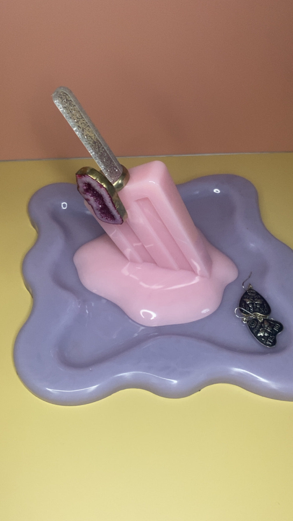 Trinket Tray with Melting Ice Cream or Lollipop Design - Decorative Jewelry Holder for Rings and Accessories Organiser