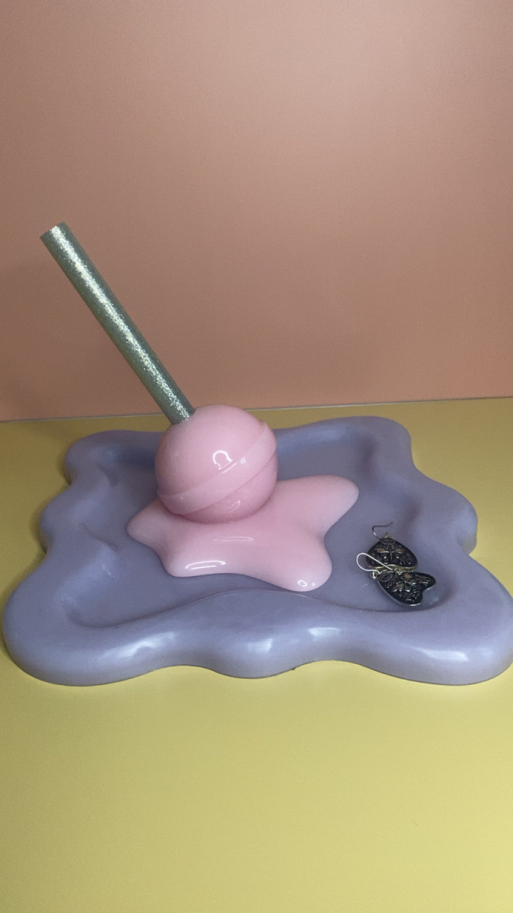 Trinket Tray with Melting Ice Cream or Lollipop Design - Decorative Jewelry Holder for Rings and Accessories Organiser