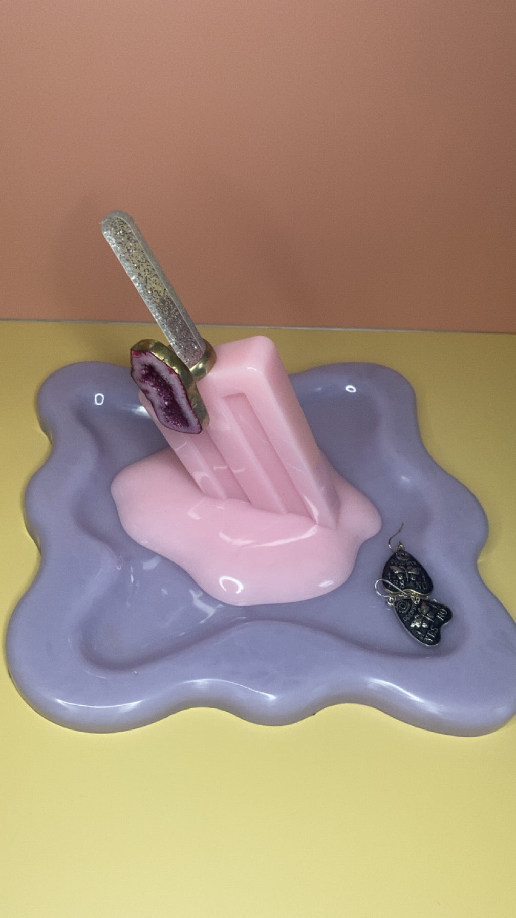Trinket Tray with Melting Ice Cream or Lollipop Design - Decorative Jewelry Holder for Rings and Accessories Organiser