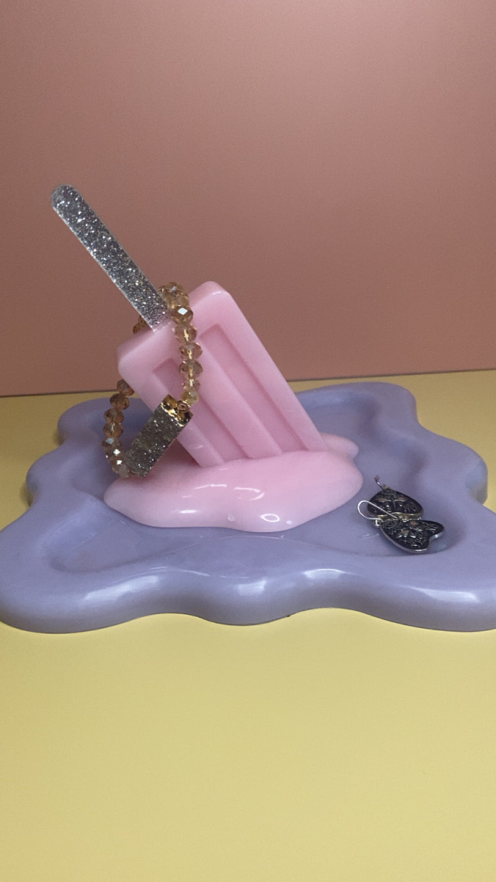 Trinket Tray with Melting Ice Cream or Lollipop Design - Decorative Jewelry Holder for Rings and Accessories Organiser