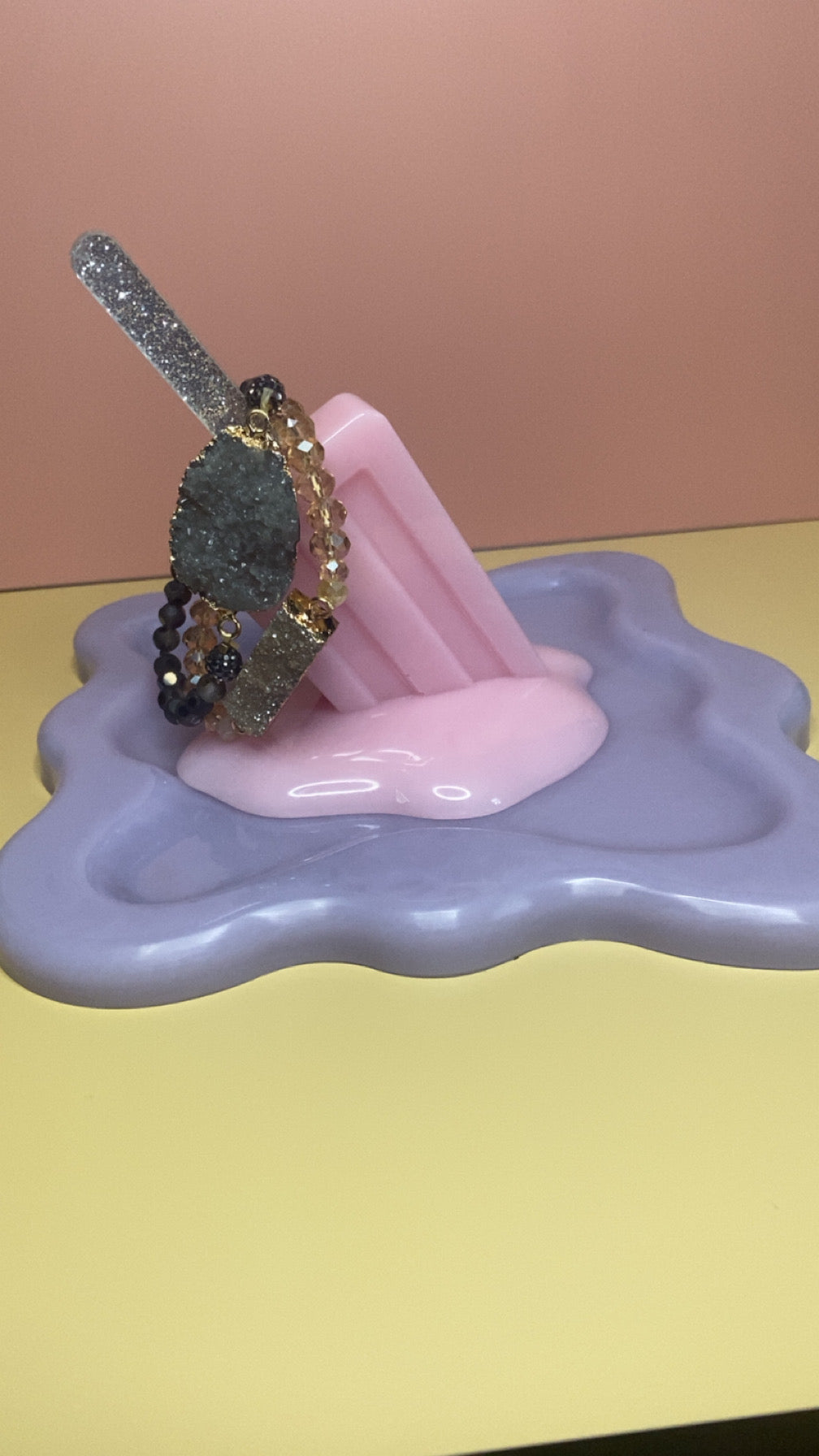 Trinket Tray with Melting Ice Cream or Lollipop Design - Decorative Jewelry Holder for Rings and Accessories Organiser