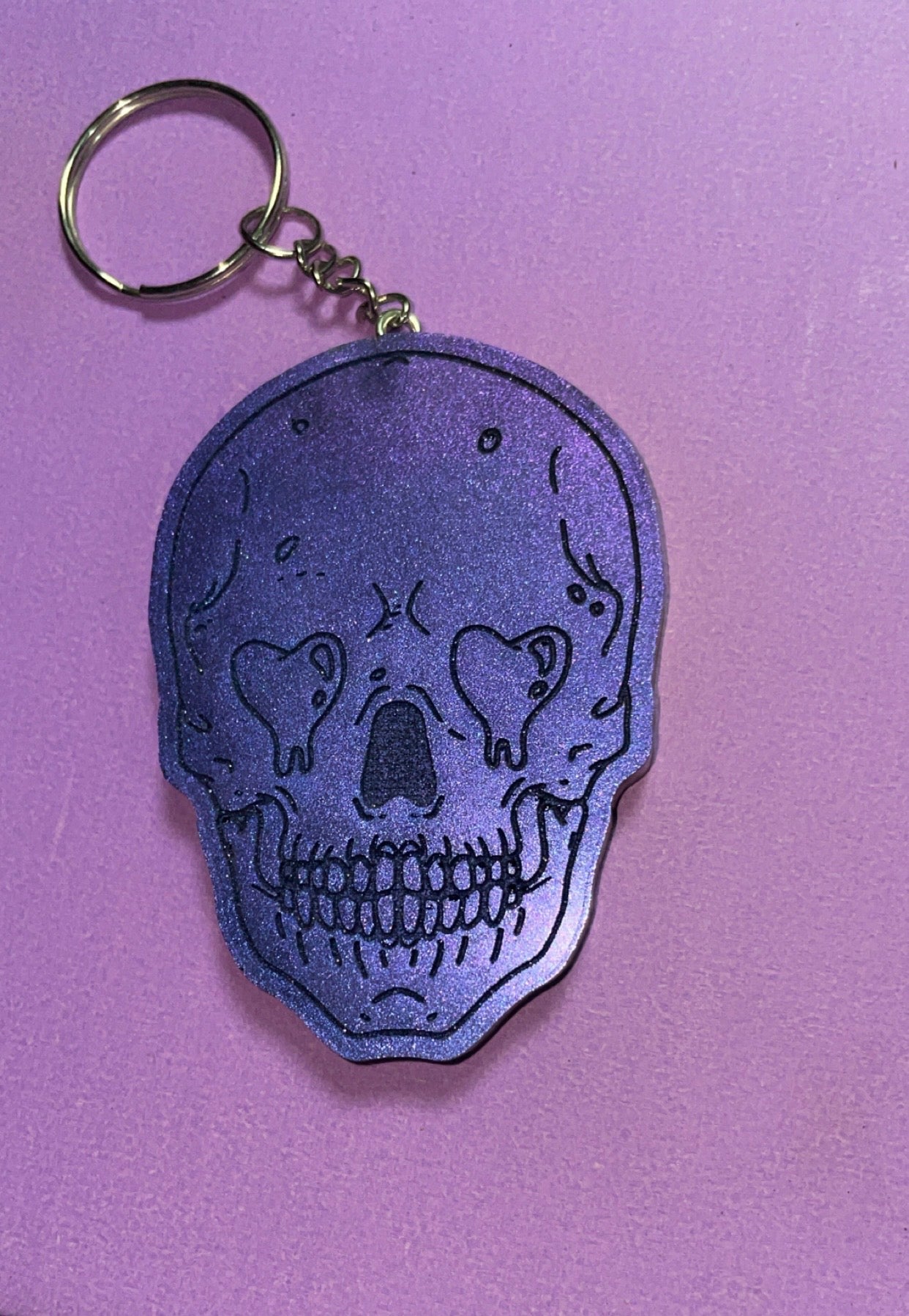 "Love Bites" Heart Eye Skull Keychain