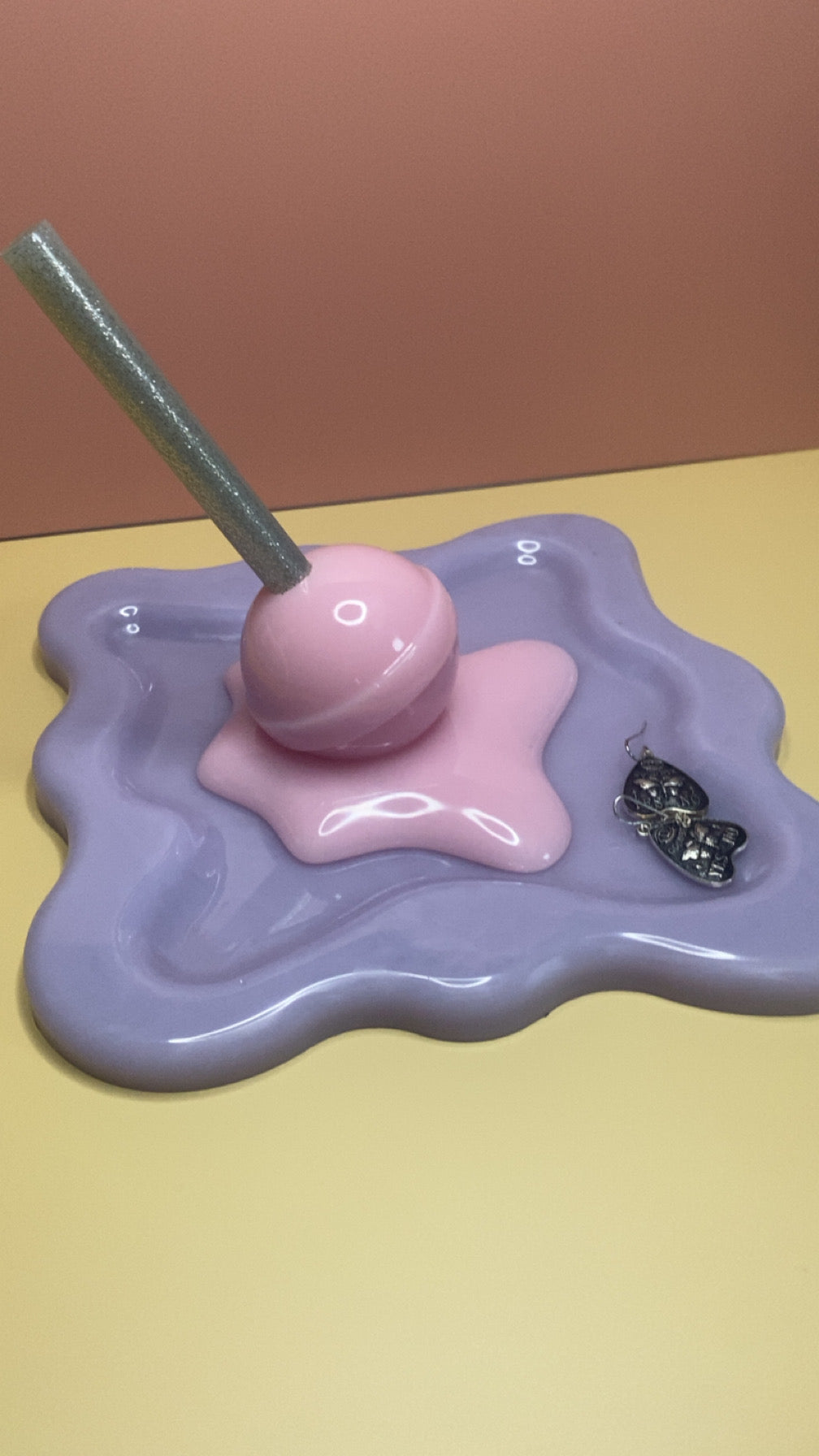 Trinket Tray with Melting Ice Cream or Lollipop Design - Decorative Jewelry Holder for Rings and Accessories Organiser