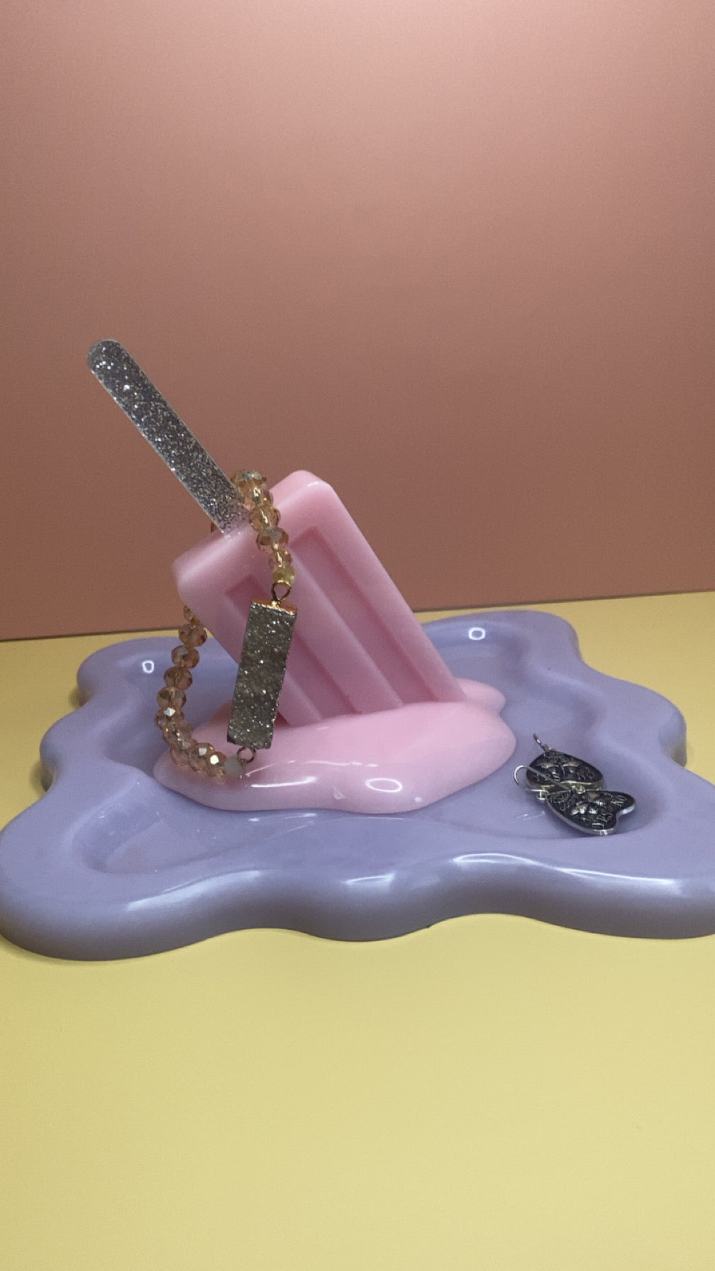 Trinket Tray with Melting Ice Cream or Lollipop Design - Decorative Jewelry Holder for Rings and Accessories Organiser