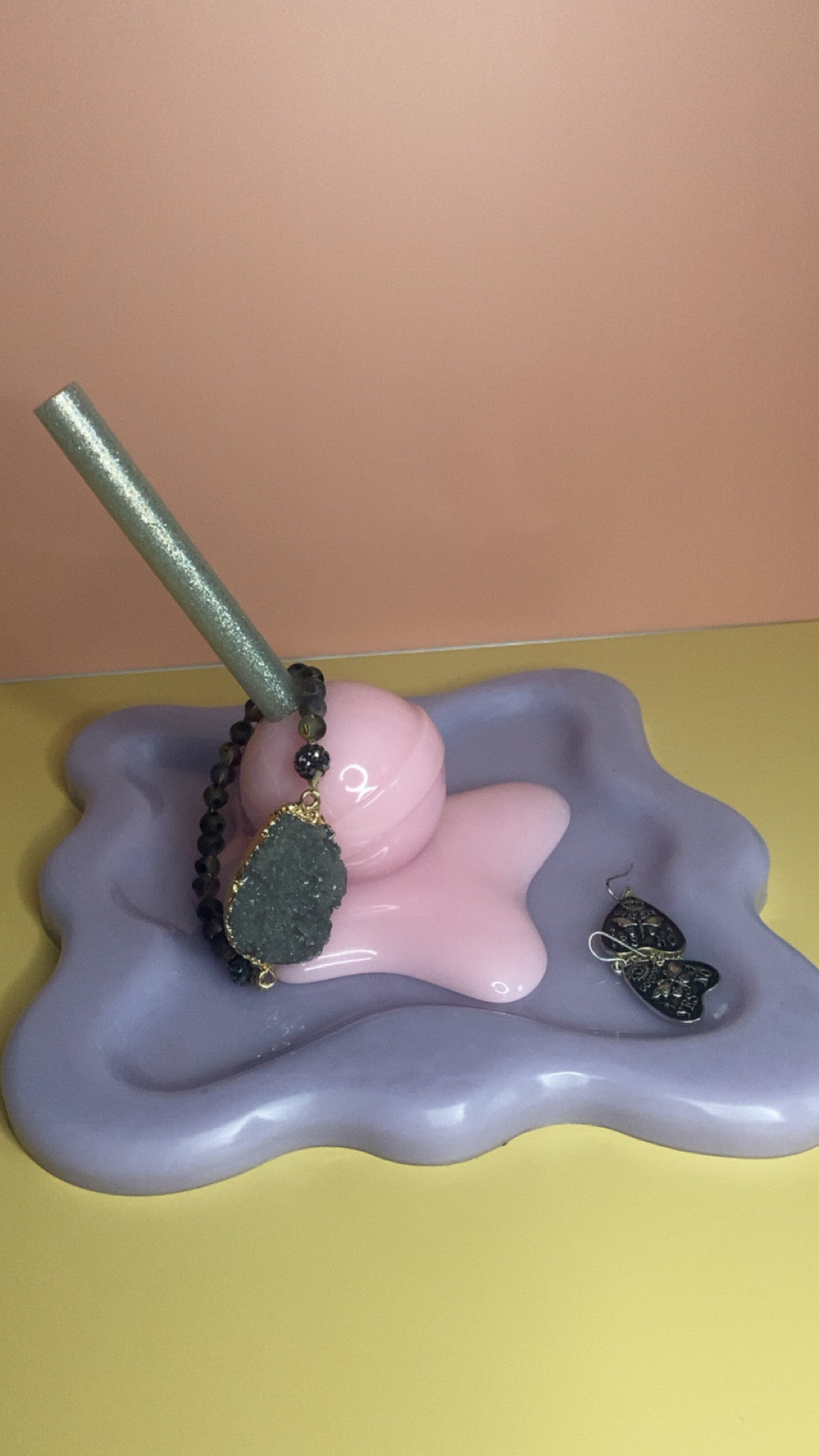 Trinket Tray with Melting Ice Cream or Lollipop Design - Decorative Jewelry Holder for Rings and Accessories Organiser