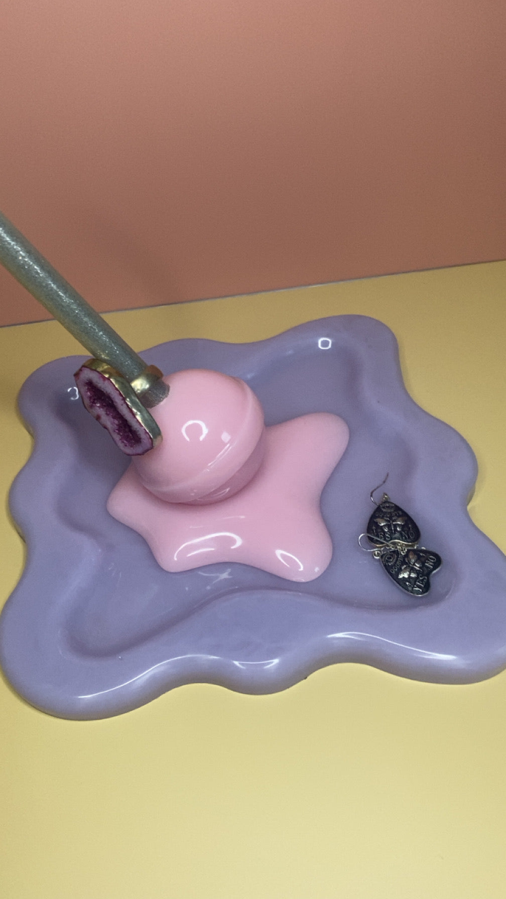 Trinket Tray with Melting Ice Cream or Lollipop Design - Decorative Jewelry Holder for Rings and Accessories Organiser