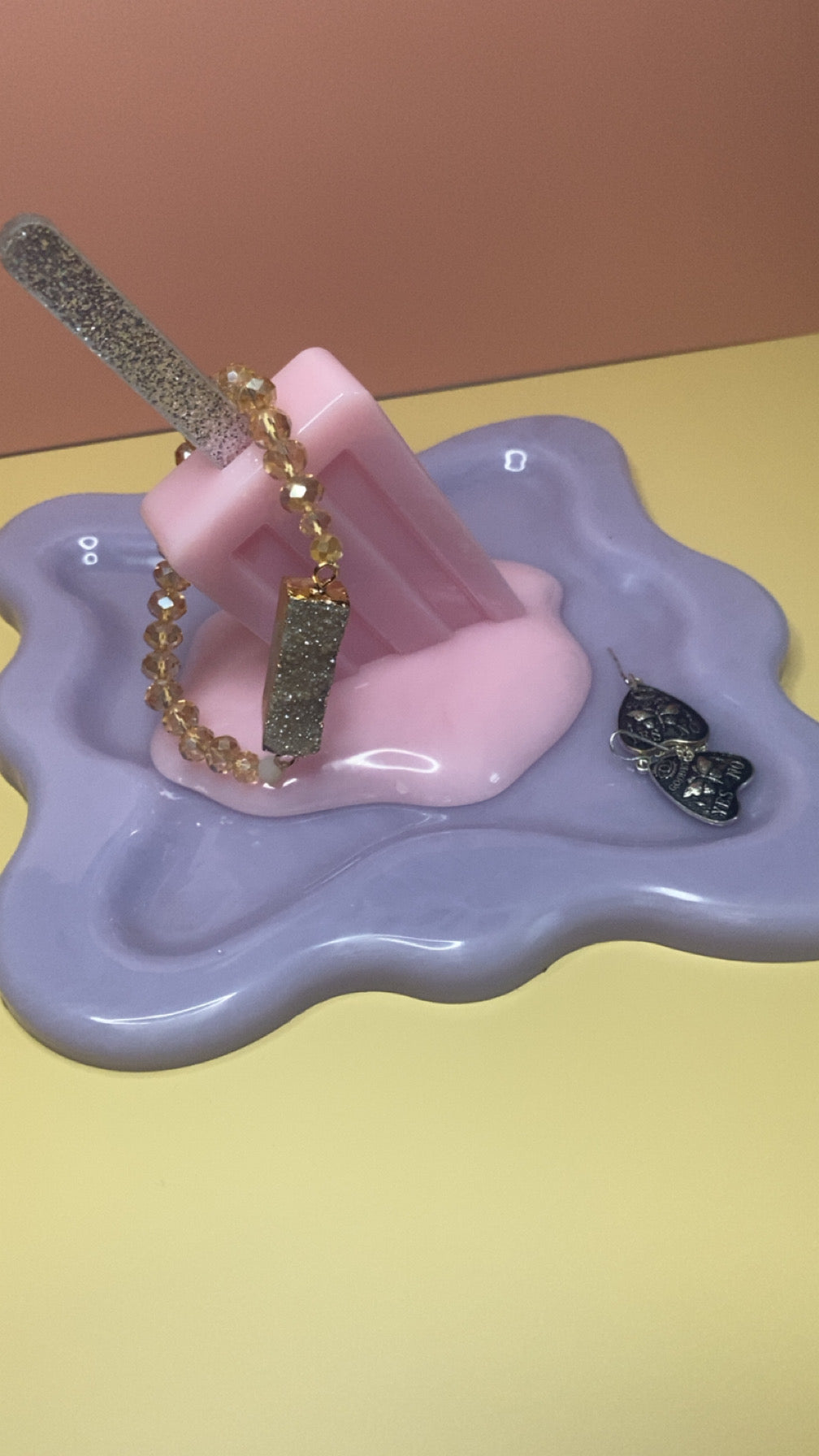 Trinket Tray with Melting Ice Cream or Lollipop Design - Decorative Jewelry Holder for Rings and Accessories Organiser