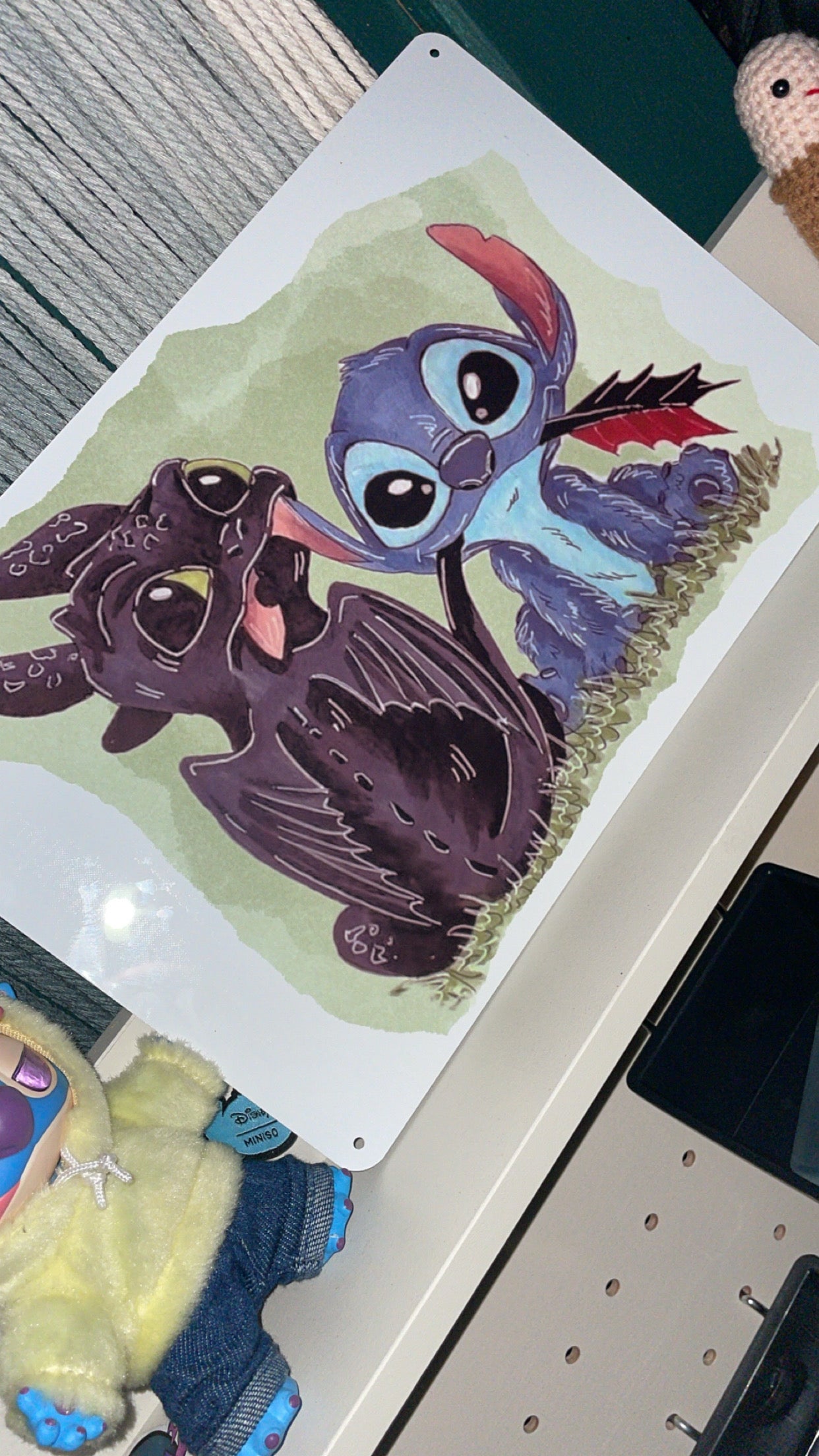 Dragon & Blue Mischievous Alien Metal Art Sign