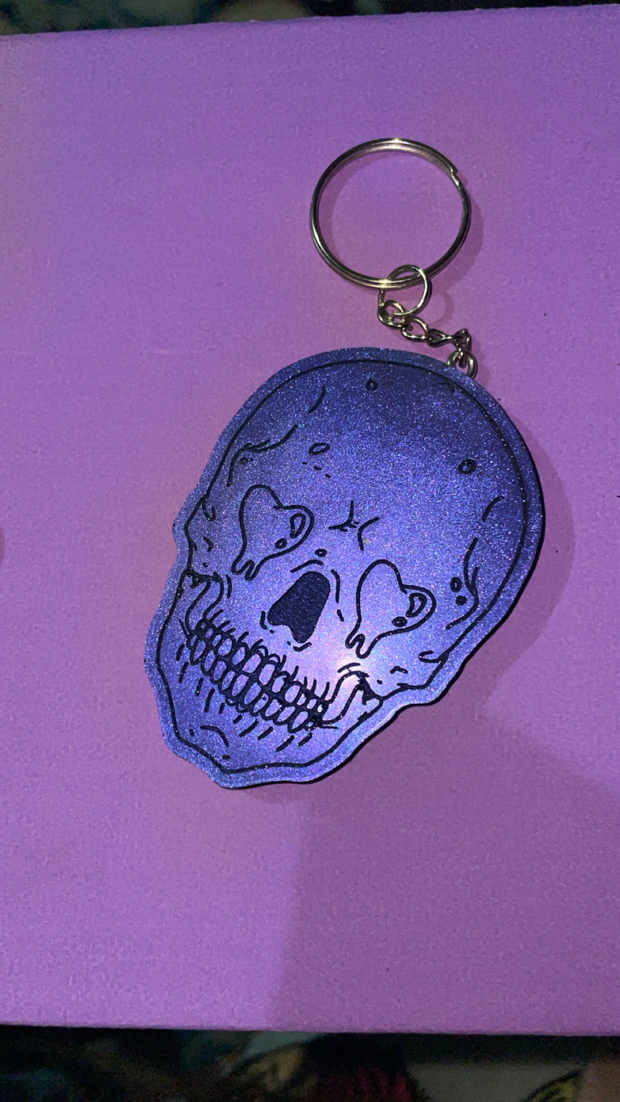 "Love Bites" Heart Eye Skull Keychain