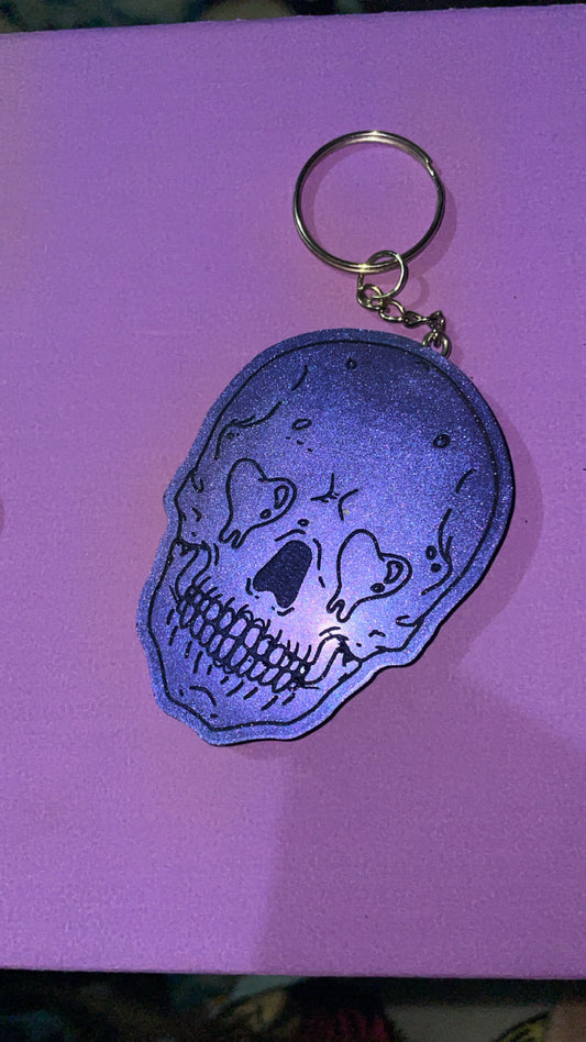 "Love Bites" Heart Eye Skull Keychain